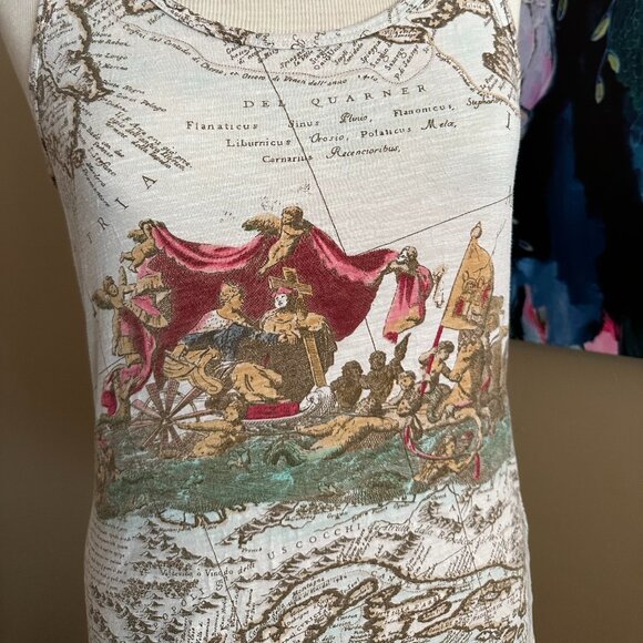 Y2K CAbi Old World Map Tank Women's Size Large (Medium) - Picture 2 of 10